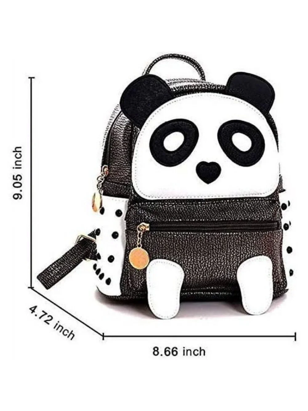 Kingseven PU Rivet Mini Panda Backpack Schoolbag Adorable Back to School